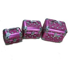 pink aluminum cosmetic case with handle